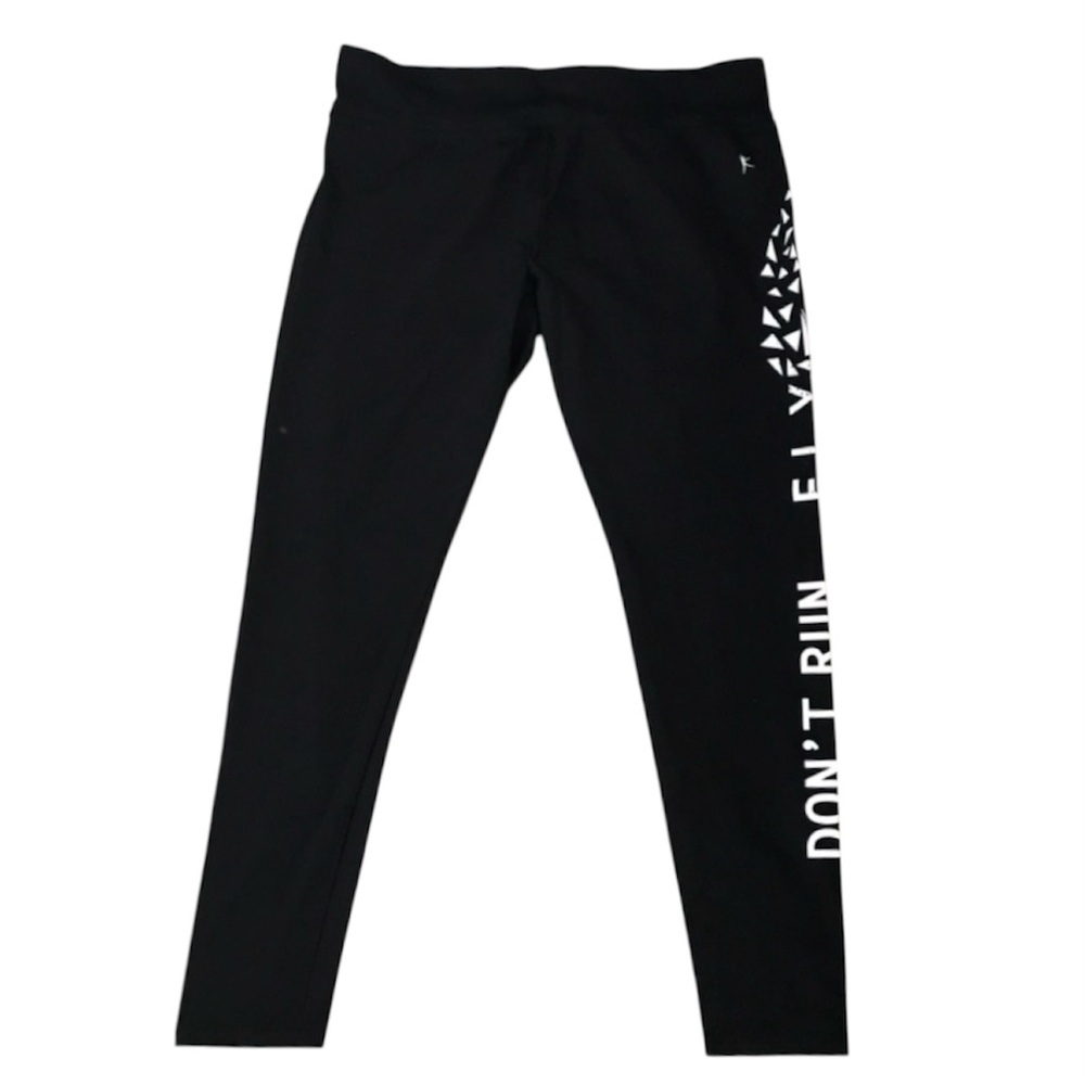 Danskin Now “Don’t Run Fly” Cotton leggings Athletic Pants in Black Women Size M